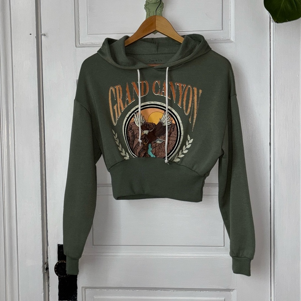 ZOE + LIV CROPPED GRAND CANYON GRAPHIC HOODIE